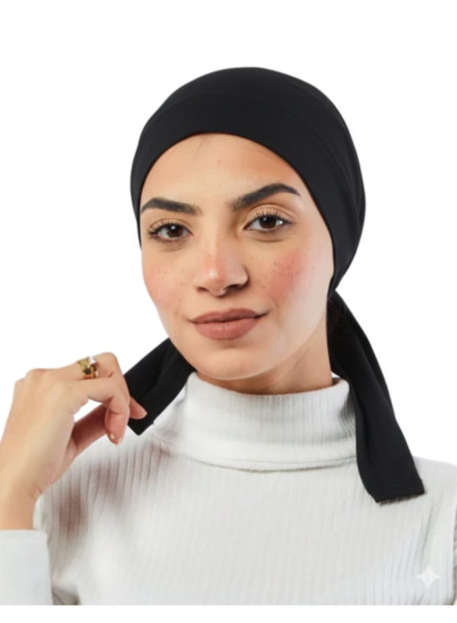 بندانة جيل قطن ليكرا ناعمة برباط أمامي - مقاس واسع - ألوان سادة - Image 1
